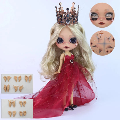 ICY DBS Blyth 1/6 Doll Hand Painted Set Tan Skin Long Eyelash Sleeping Doll Set SD