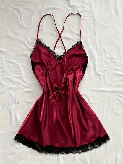 Off Shoulder Ultra Short Sexy Bras Pajamas Home Dresses Night Shirts Sexi Women's Nightgown Silk Lingerie See Through Dress