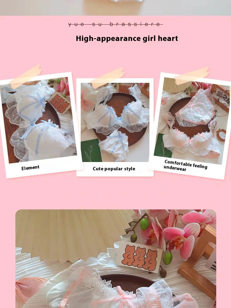 Women's Lace Bow Underwire Bra Set