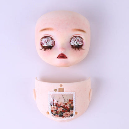 Blyth1/6 doll Hand-painted shell DIY makeup lip carving eyebrows handmade Ears