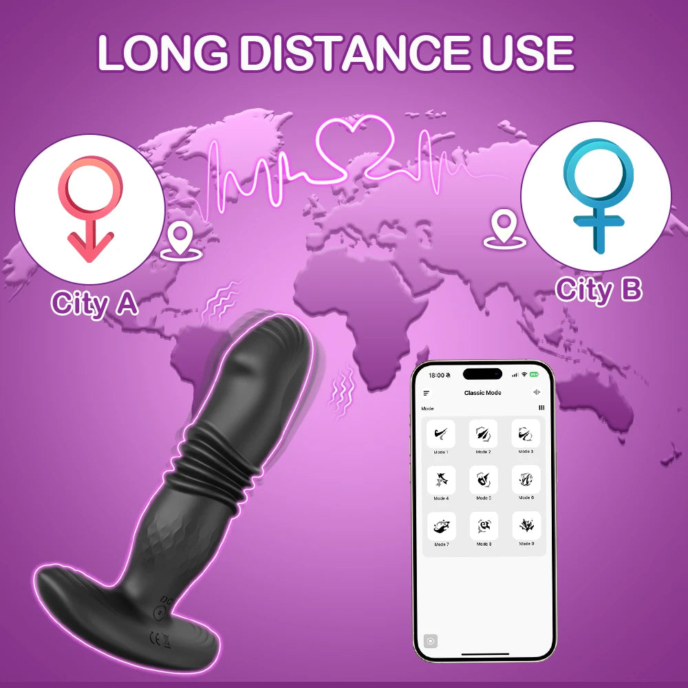 Thrusting Sex Toys Anal Plugs, Anal Toys Sex Toy Vibrating Butt Plug G Spot Vibrator Anal Beads Prostate Massager for Men Women