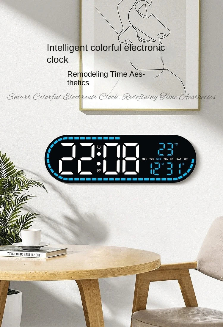 Large Digital Wall Clock Temperature and Date Week Display Electronic LED Table Alarm Clocks Brightness Adjustable 12/24H Format