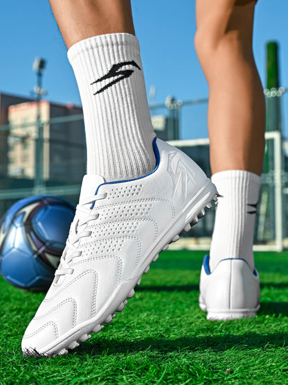 Solid Color Adult TF Soccer Shoes Tear-resistant PU Fabric Sturdy Rubber Stud Anti-slip For Amateur Turf Team Daily Competitions