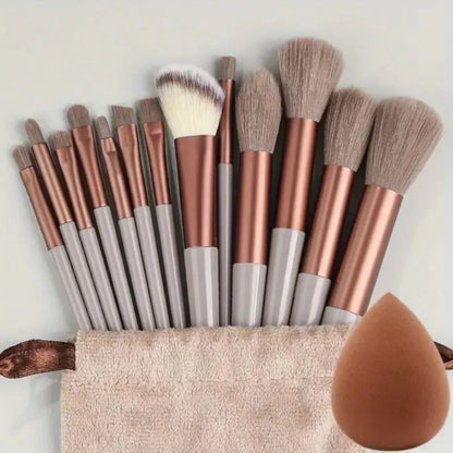 Professional Makeup Brush Set with Sponge & Storage Options