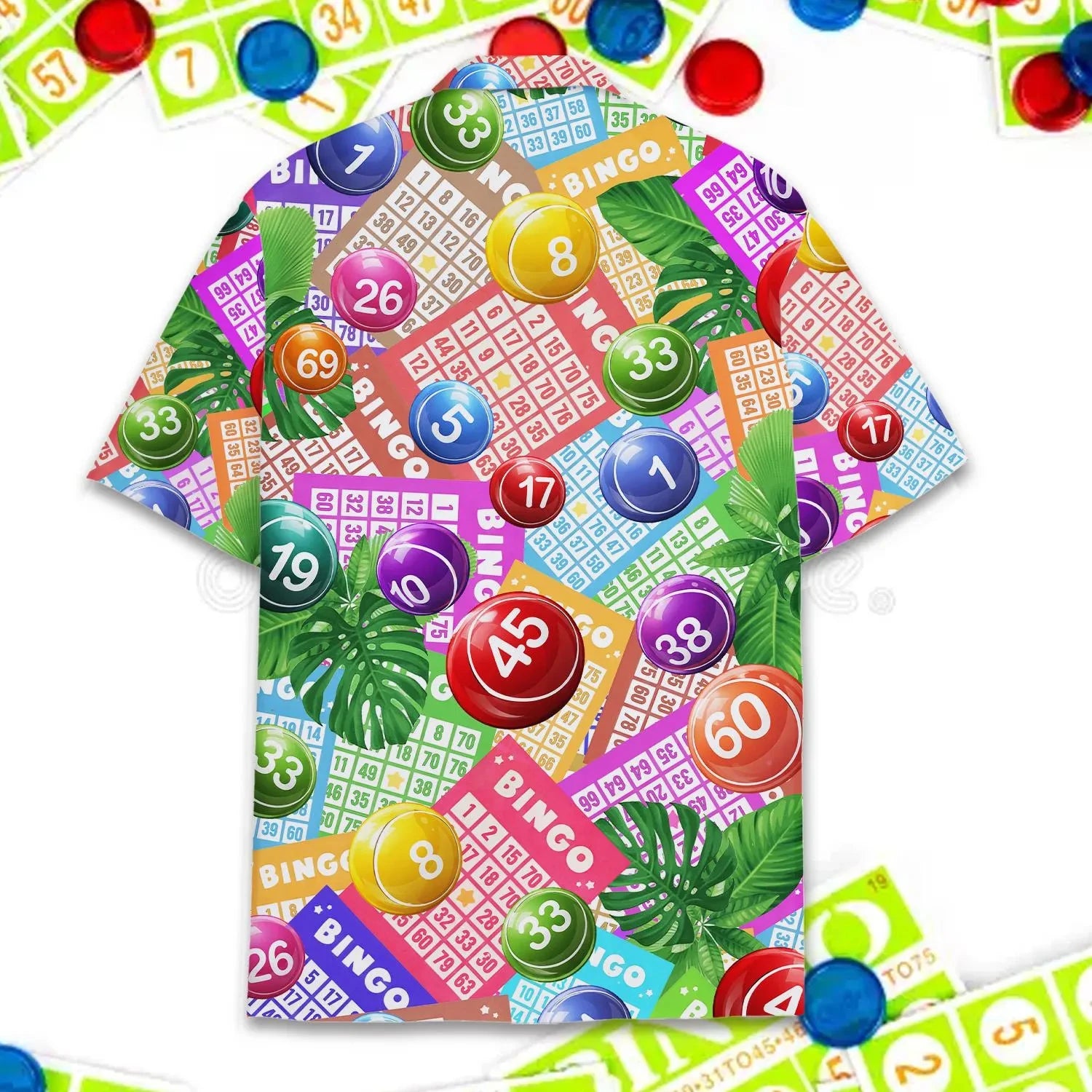 Unisex Bingo Tropical Hawaiian Shirt – 3D Print, Short Sleeve, XS–6XL