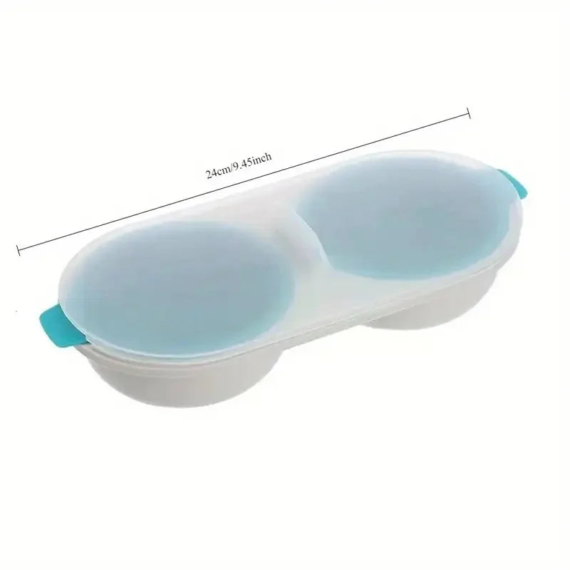 1Pc Dual-Cup Microwave Egg Poacher with Clear Lid, Cooked Eggs, Food-Safe Material, Microwave Egg Cooker