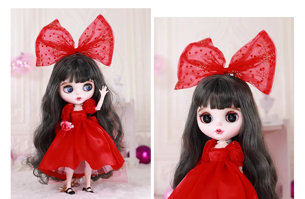 ICY DBS Blyth doll 1/6 bjd bow hair clip dress wedding dress set girls toys sd