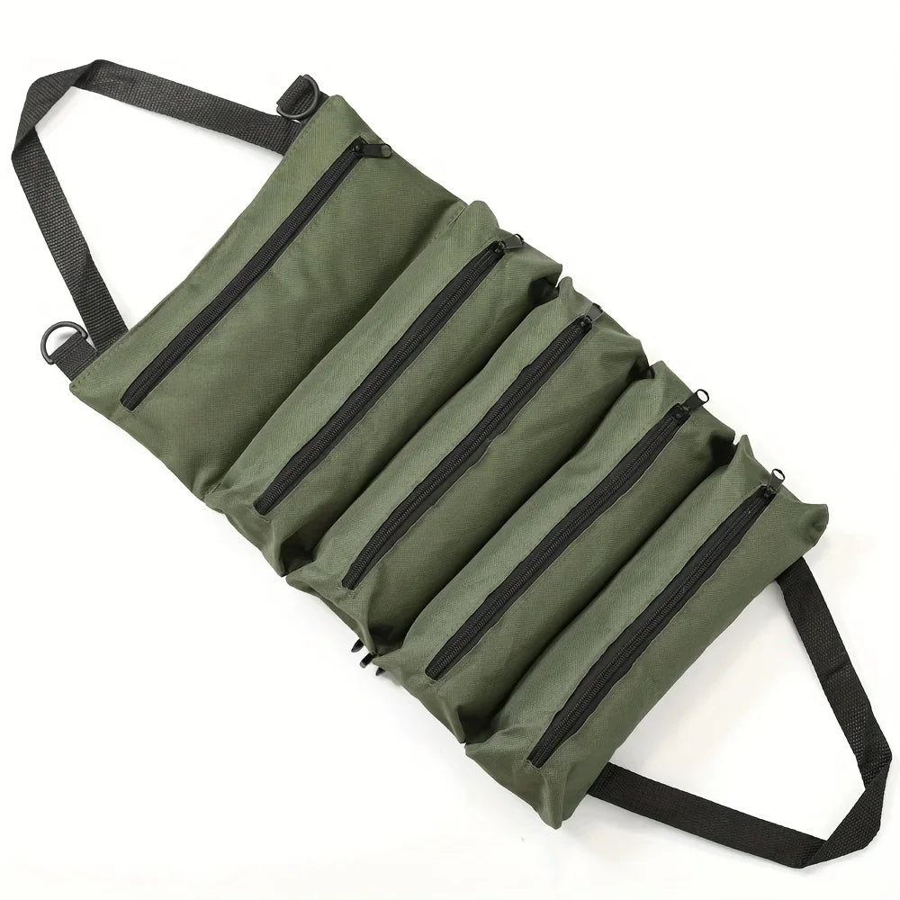 Heavy-Duty Roll-Up Tool Bag - Oxford Fabric Multi-Tool Organizer All-in-One Garage Storage for Mechanics/Electricians/Carpenters