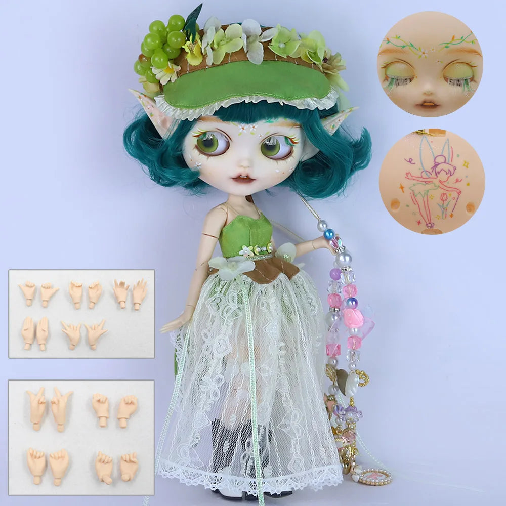 ICY DBS Blyth 1/6 Doll Elf Ear Hand-painted Set Doll Long Eyelash Sleep Doll White Skin Set Gift Toy SD