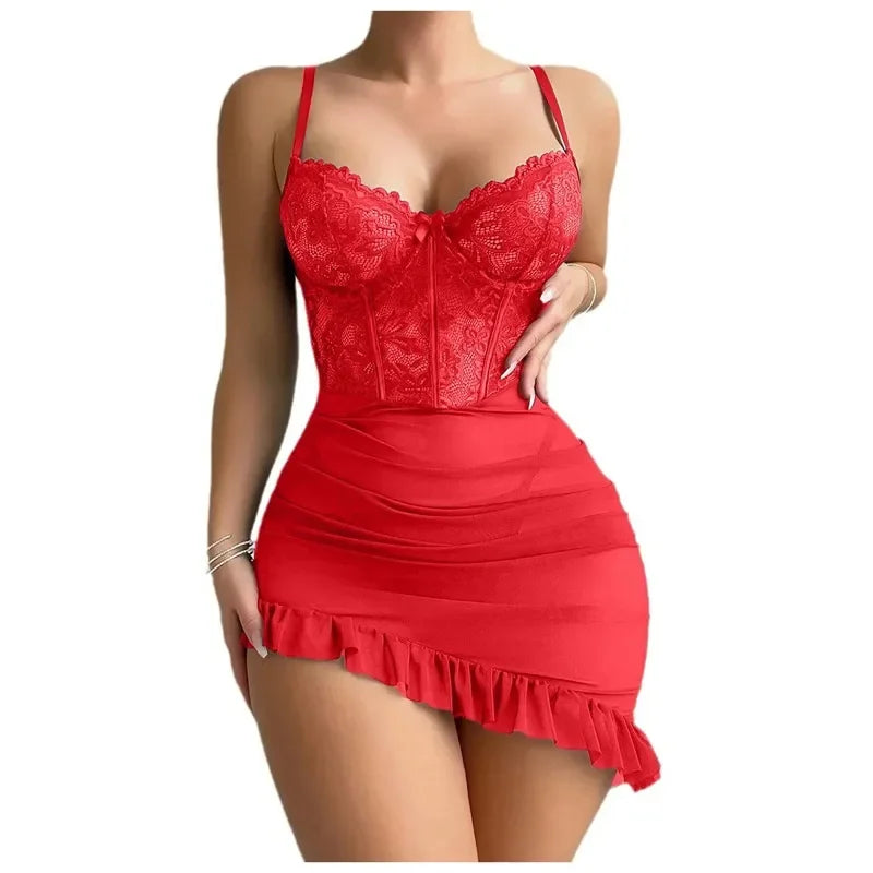 Women's Sheer Lace Underwire Lingerie Set