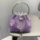 Women's Crystal Rhinestone Bucket Clutch Bag – Evening & Banquet, 7 Colors