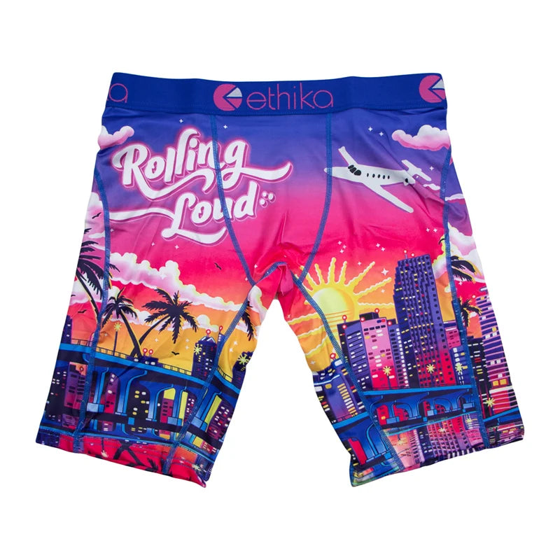 ETHIKA 1Pcs Men Underwear Boxers Breathable Mesh Crotch Man Underpants Plus Size L-3XL Mens Panties Printed Men's Boxers Briefs