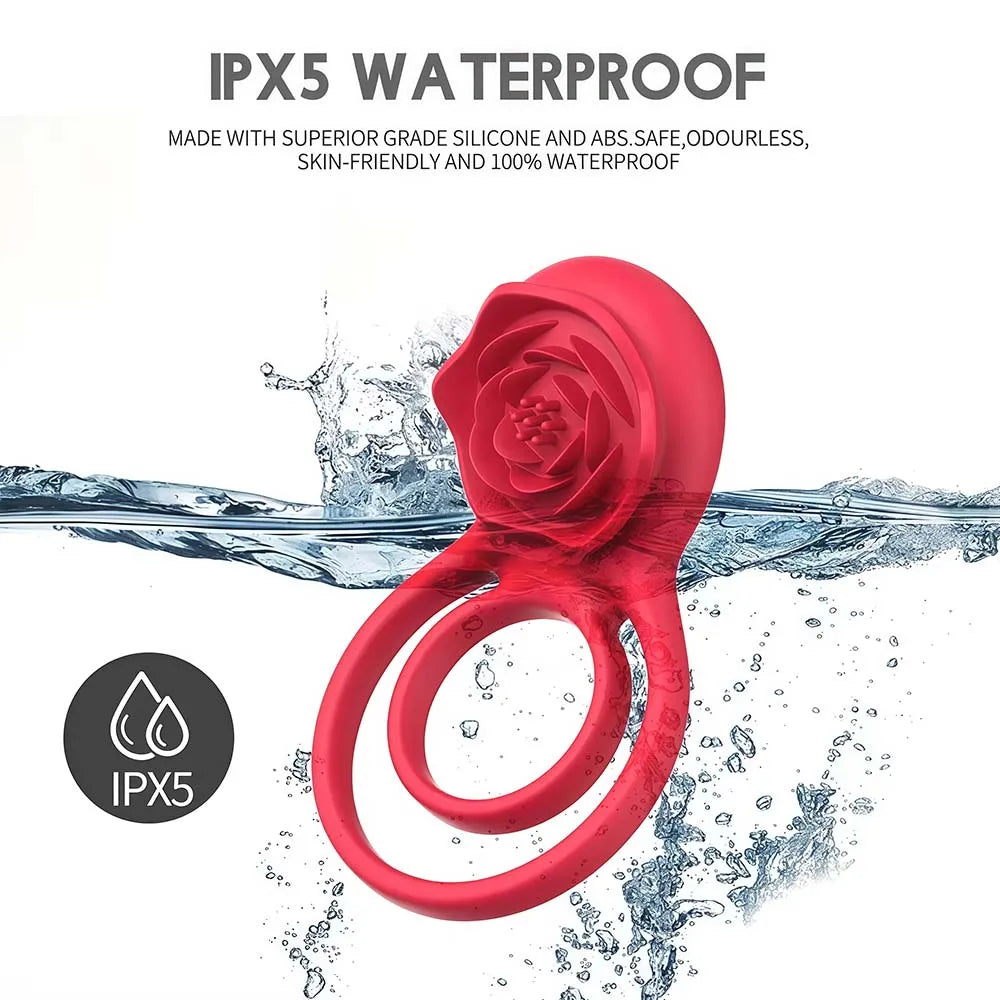 Penis Ring Vibrator 7 Modes Cockring Sexual Stimulation Long Lasting Stronger Male Rose Sex Toys for Couple Pleasure Adult Toys