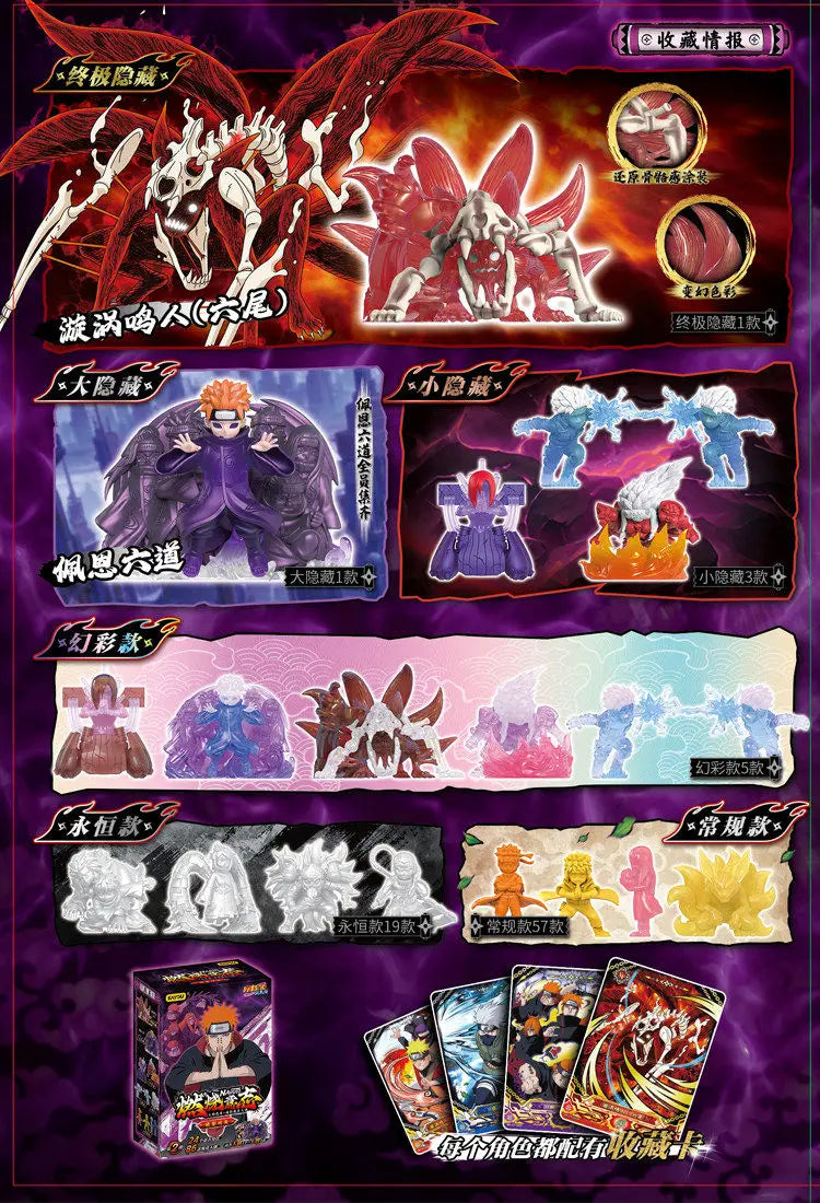 KAYOU NARUTO Mini Doll Rubber Figures Blind box Series Chakra Mode Sasuke Gaara Kurama Shikamaru Model Toy