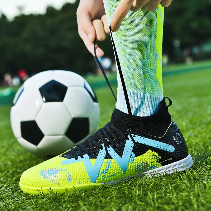 Entry Adult TF football shoes Elastic PU Fabric Shock-absorb Rubber Outsole Anti-slip Wear-resistant Beginner Turf Sports Sneake