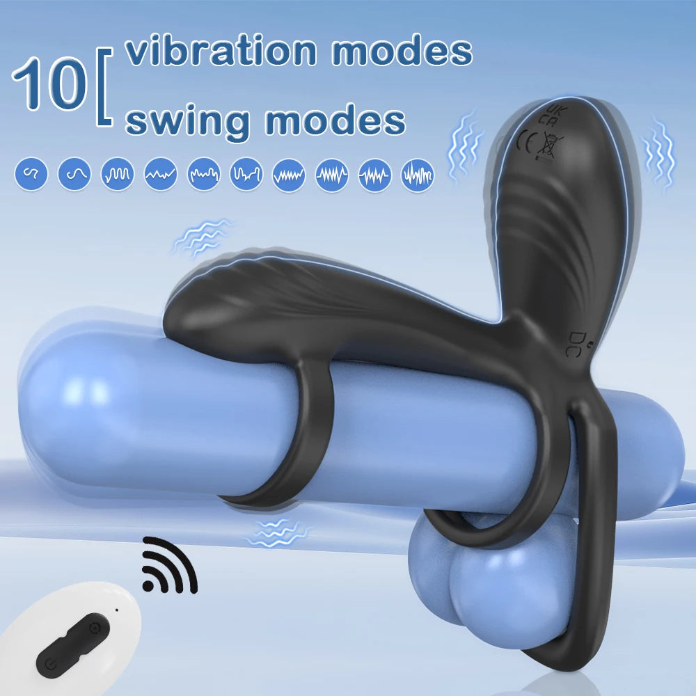 Vibrating Cock Ring with 360° Twisting G-Spot Stimulator – Penis Ring Couple Sex Toys Penis Sleeve Extender Vibrator for Men