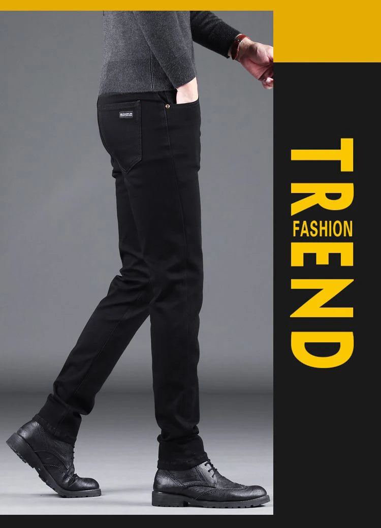 Men's Black Slim-Fit Stretch Jeans