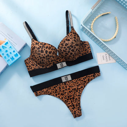 Victoria Secret Very Sexy Logo Shine Strap Push Up Bra Shine Script Thong Panty Women Lace Lingerie Set Hot Trending