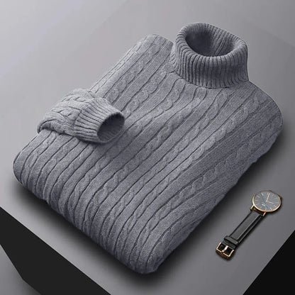 Men's Solid Knit Turtleneck Sweater