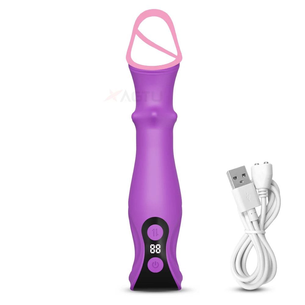 Thrusting Vibrator Dildo Sex Toys , 7.2" Silicone G Spot Rotation Vibrating Dildos Anal Vaginal Stimulator Adult Toys for Women