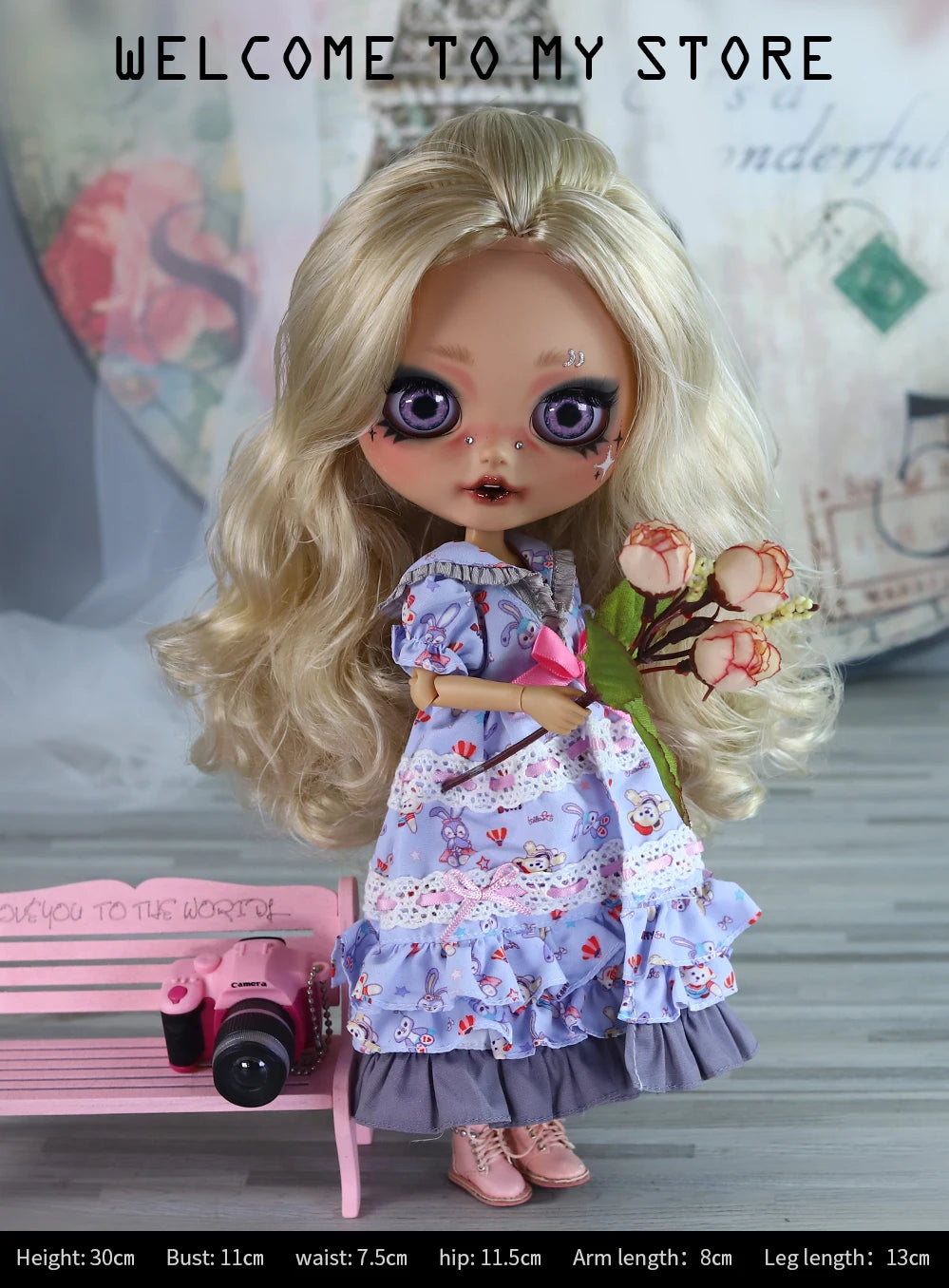 ICY DBS Blyth 1/6 Doll Hand Painted Set Tan Skin Long Eyelash Sleeping Doll Set SD