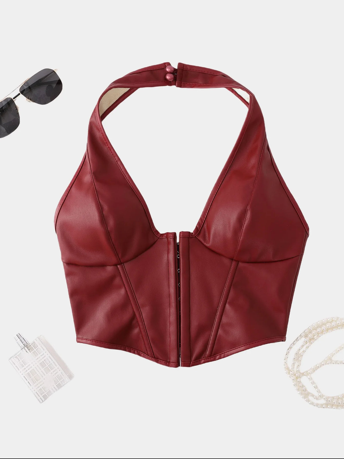 Women's PU Leather Corset-Style Vest Top