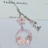 Y2K Pink Purple Gradient Color Music Earphone Beaded Keychain Creative Mini Headset Pendant Keyring Paired Lanyard Key Chain
