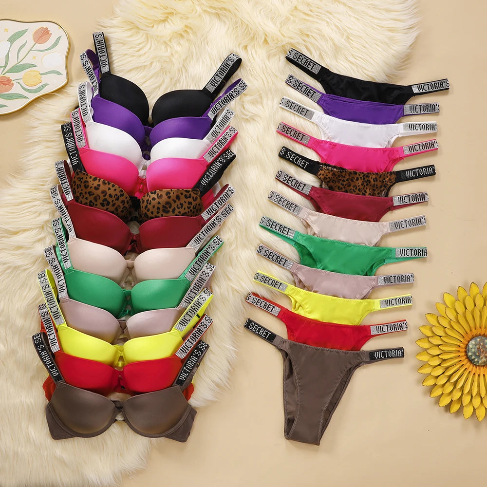V Women Lace Push Up Bralette Seamless Comfortable Breathable Lingerie Home Wear Set Lingerie Set Underwear Set Bra Panty Set