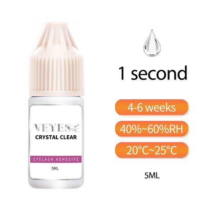 VEYES INC Eyelash Extension Glue 0.5-1 Sec Drying (0.17fl.oz / 5ml) Up to 8 Weeks Retention Adhesive Salon Use for Lash  Tech