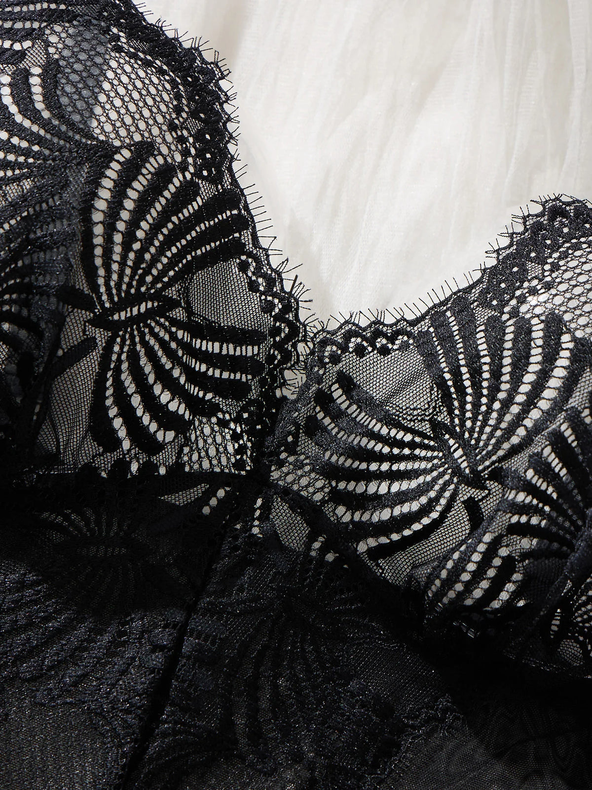 Black Floral Lace Mesh Bodysuit