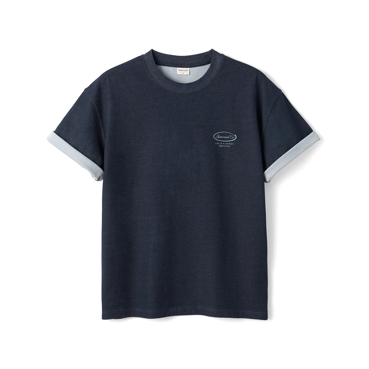 SIMWOOD 2026 Summer New 【Oversize Short Length】240gsm Moisture Wicking Quick Dry T-shirt Men Two-Tone Color Design Tops