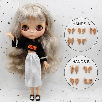 ICY DBS Blyth doll 1/6 bjd 30cm toy tan skin joint body shiny face with clothes shoes anime