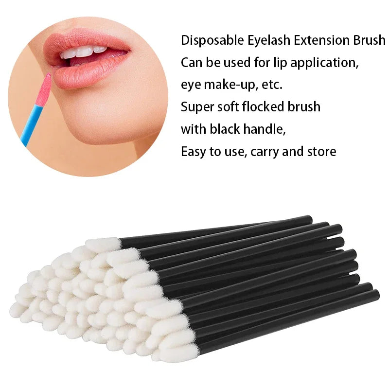 100PCS Lip Brushes Makeup Brush Eyelashes Extension Applicator Lipstick Wands Set For Woman Cosmetic Colourful Make Up Tools