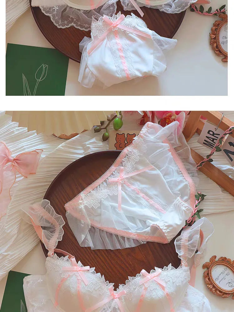Women's Lace Bow Underwire Bra Set