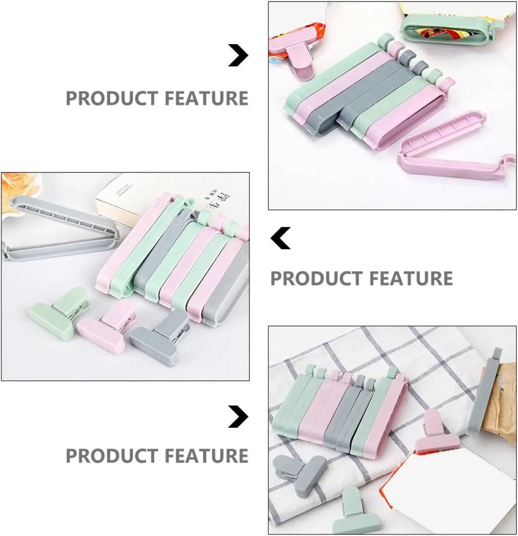 12pcs Mixed Color Plastic Sealing Clips Bag Clips for Food Storage Snack Chip Bag Sealer Moisture and Kitchen Sealing