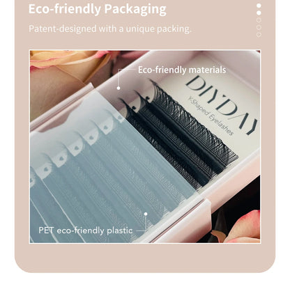 DIYDAY YY Shape Eyelash Extension C D L LU(M) N Curl Brown Lash Natural Soft Premade Volume Fans Two Tips Y-Shaped False Eyelash