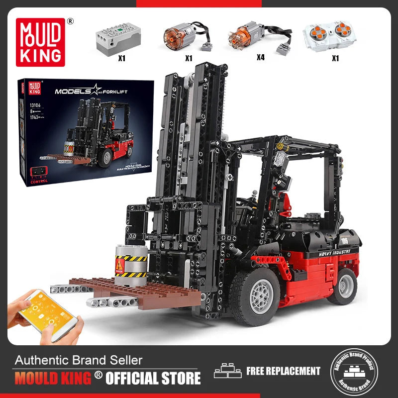 Mould King 13106 Technical Building Blocks MOC-3681 Bricks City Engineering Vehicles RC Forklift Truck Toy For Kid Birthday Gift