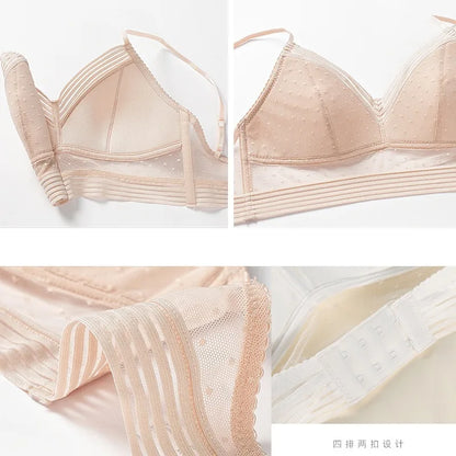 U-Shaped Backless Beautiful and sexy Bra Plus Size Lace Bra, Women's Invisible No Steel Ring Fashion Triangle Cup Bra