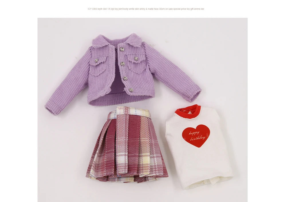 ICY DBS Blyth doll joint body temperament dress casual sports skirt toy anime set