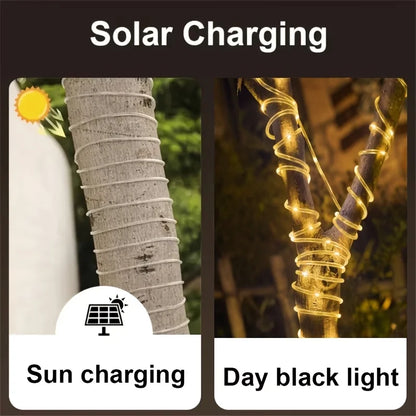 1pc Solar LED Tube Light 100LED Tube Rope String Light 8 Modes with Outdoor PVC Tube Light Solar Fence Light For Home Garden Yard Party Party Decoration