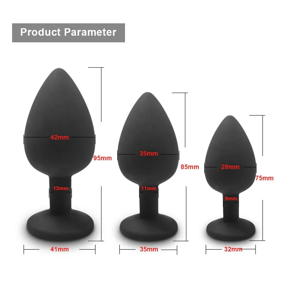 Soft Silicone Butt Plug Anal Plug Unisex Sex Stopper 3 Different Size Adult Toys for Men/Women Anal Trainer for Couples