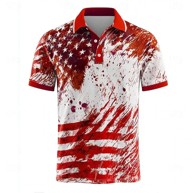 USA 250 Anniversary Men's Polo Short Sleeve Polo Shirts American US Flag Polo Shirts Casual Outfit Trendy Buttons Men Polo 2026
