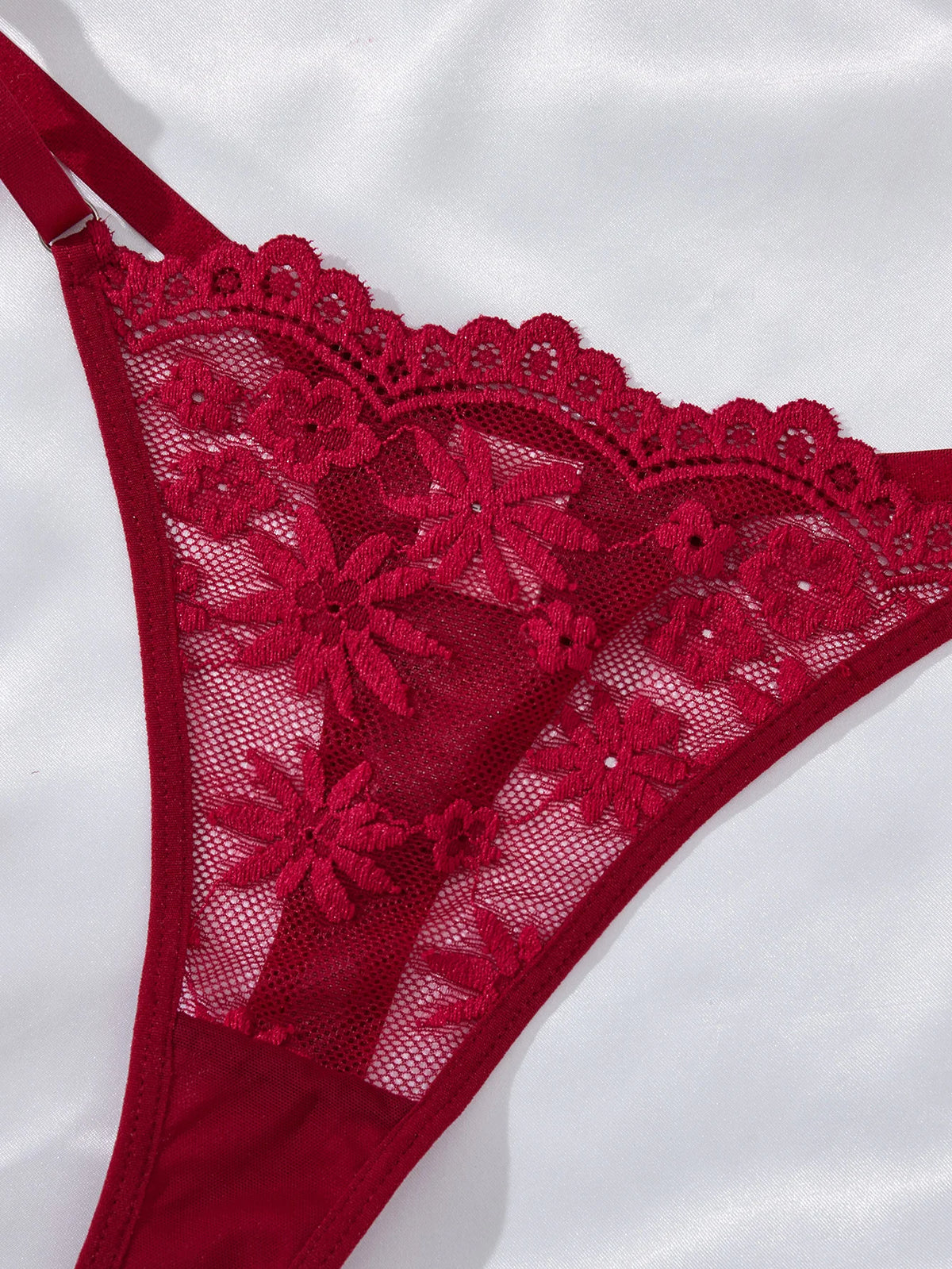 Red Floral Embroidered Nightgown