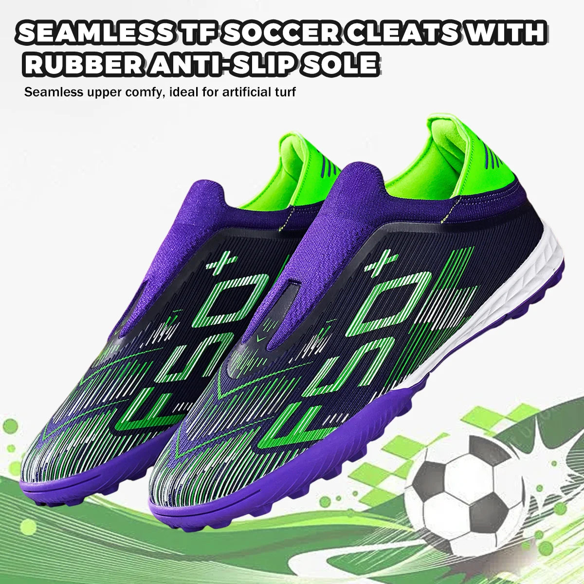 Anti-Slip Youth Football Boots PU Fabric Upper Rubber TF Studs Wear-Resistant Breathable Outdoor Training Cleats