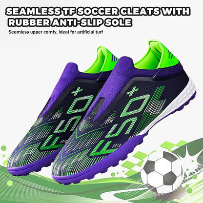 Anti-Slip Youth Football Boots PU Fabric Upper Rubber TF Studs Wear-Resistant Breathable Outdoor Training Cleats