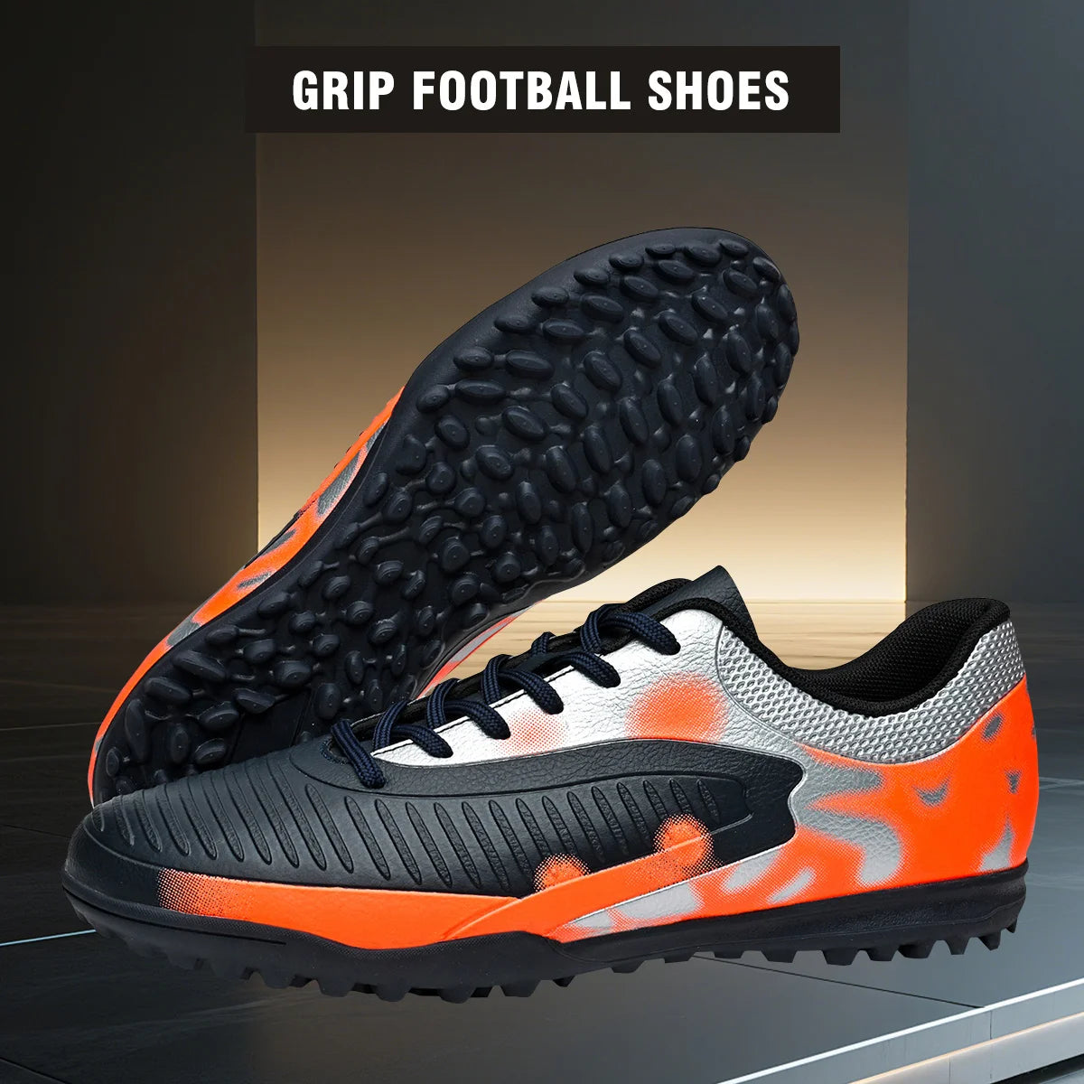 Professional Training TF Soccer Shoes for Men Women Kids PU+Fabric Breathable Wear-Resistant Rubber Sole