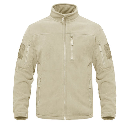 TACVASEN Full Zip Up Green Fleece Jacket Thermal Warm Work Coats Mens Zipper Pockets Jacket Hiking Training Outwear Windbreaker