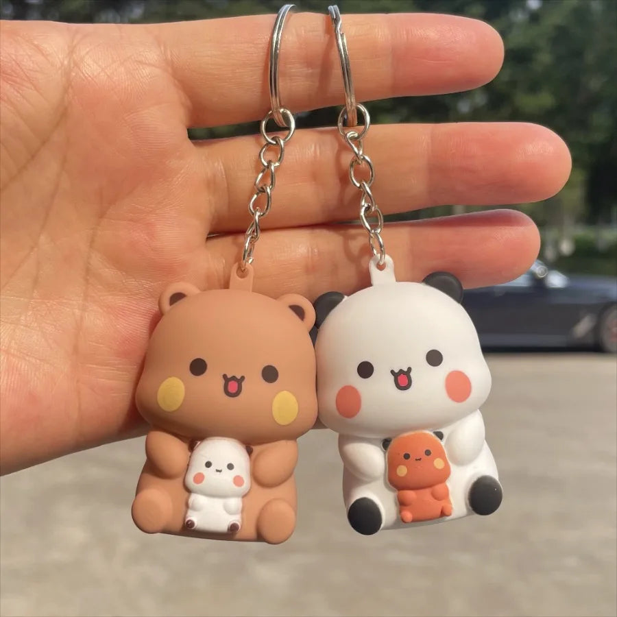 Bubu Dudu Say I Love You Voice Toys Keychain Yier Panda Bear Glowing Anime Figures Phone Ornament Bag Decoration Couple Gifts