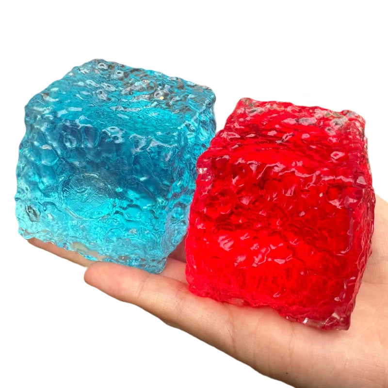 Squishy Ice Skin Maltose Fidget Toy Shiny Square Stress Relief Squeeze Toy Soft Cube Slow Rebound Toy for Friend Festival Gifts