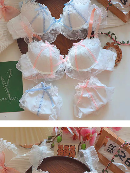 Women's Lace Bow Underwire Bra Set